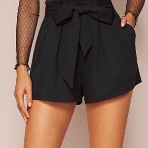 Black paper bag shorts